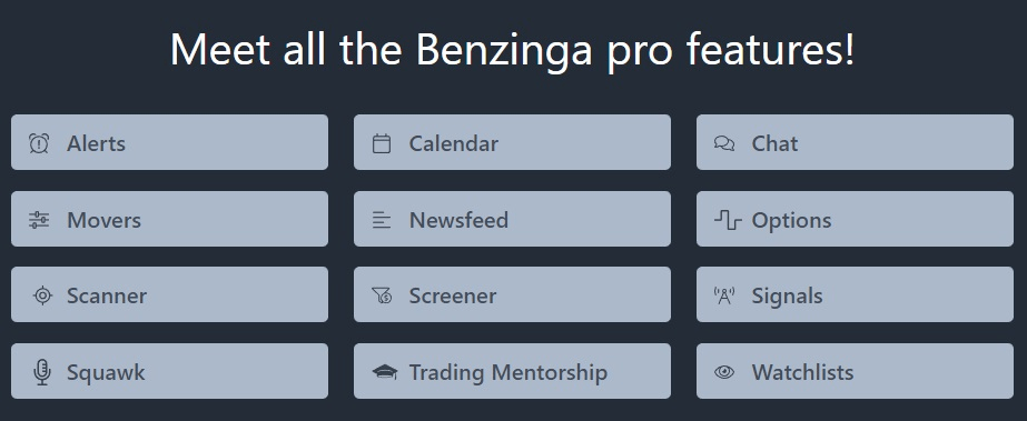Benzinga pro features