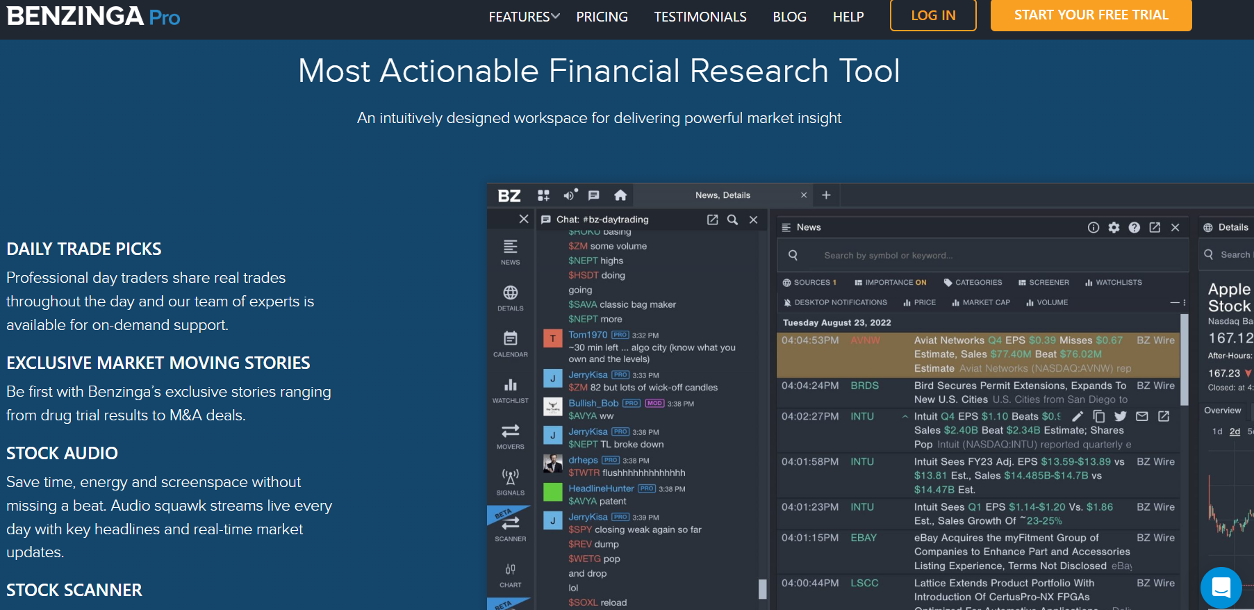 Benzinga Pro – Best Real-Time News Alerts for Swing Traders